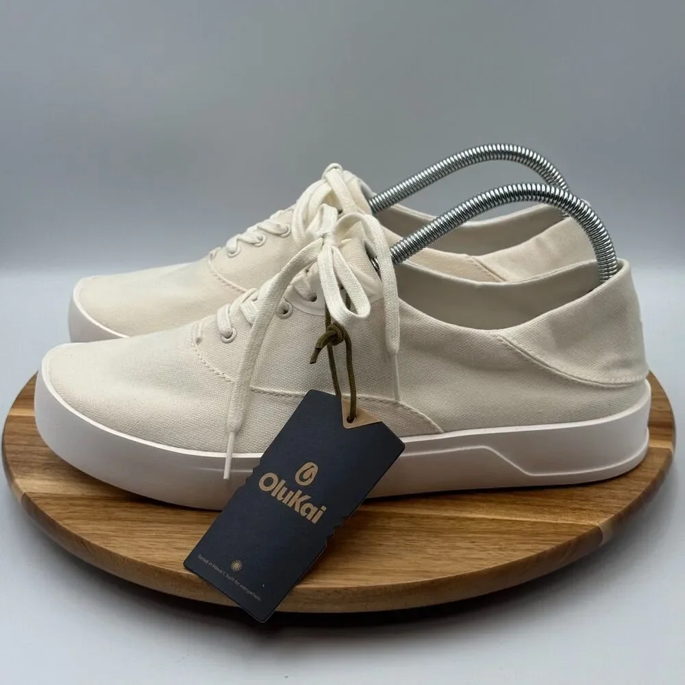 OLUKAI Tradewind Island Footwear Off White Canvas Sneakers Shoes 9.5 NWT